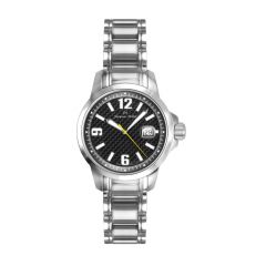 Stainless Steel and Black Carbon Fiber Watch for Ladies with Luminous Dial and Hands from Jacques Michel Style# JM-12182