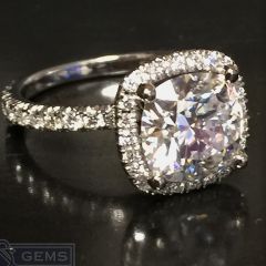 Simon G Halo MR2132 (modified) Completed Ring with 3 carat DIAMELIA GEM