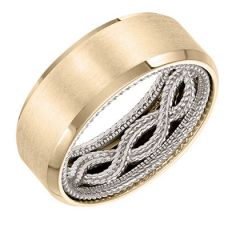 14K Two Tone Rope Pattern Inside Mens Band 11-WV04U85