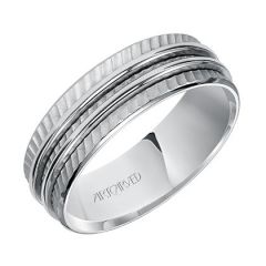 Lucas for Him 14K White Gold Diagonal Texture Wedding Band 11-WV7468W7