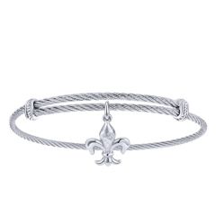 Silver and Steel Charm Bangle BG3584MXJJJ