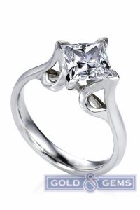 Canna 14K Gold Engagement Ring from MaeVona Diamond Solitaire A005-CAN/100