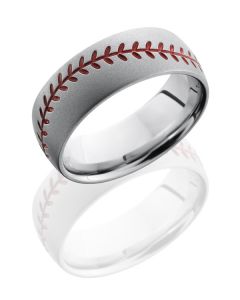 Cobalt Chrome Baseball Inspired Wedding Band