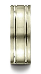 18k Yellow Gold 8mm Comfort-Fit Satin-Finished with Parallel Grooves Carved Design Band for Women