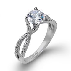 DR234-D 18K White Gold and Diamond Contemporary Criss Cross Ladies Engagement Ring from Simon G