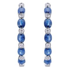 EG10033W44SB 14KT White Gold Hoop Earrings with Blue Sapphires and Diamonds from Gabriel and Co