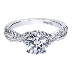 ER10298W44JJ 14k White Gold Diamond Criss Cross Ring