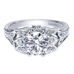 ER3910W44JJ 14K White Gold Victorian Engagement Ring
