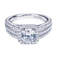 ER7254W44JJ 14K White Gold Halo Engagement Ring