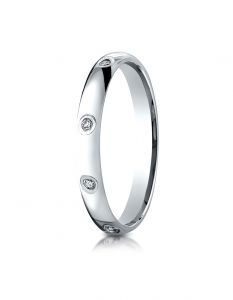 14k White Gold 3mm Burnish Set 8-Stone Diamond Eternity Ring (.16ct) LCF130D14KW
