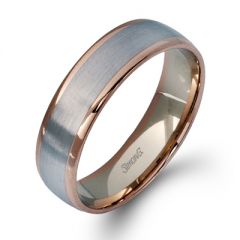 LG116 18K White and Rose Gold Gents Wedding Band from Simon G
