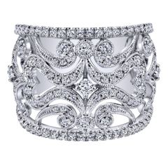 14k White Gold Victorian Fashion Ladies' Ring LR50679W45JJ