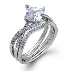 MR1395 18K White Gold Ladies Wedding Ring Set from Simon G