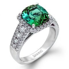 MR1869-A 18K White Gold Diamonds and Tourmaline Ring