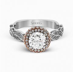 MR2133 18K White and Rose Gold Halo Engagement Ring from Simon G