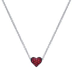 925 Silver And Ruby Heart Necklace NK4325SVJRB