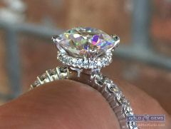 Petite Sparkle Thin Diamond Engagement Ring with Custom 'Nest of Diamonds' Basket