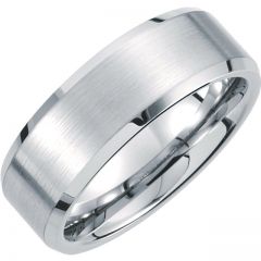 White Tungsten 8.3mm Satin and Beveled Edge Band Style GNG-1024
