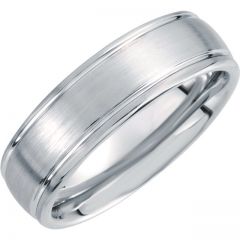 White Dura Tungsten 7.3mm Grooved Dome Band Style GNG-1018