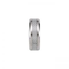 Tungsten Carbide Men's Wedding Ring with White Carbon Fiber Inlay