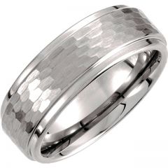 Tungsten Ridged Band with Bark Finish Style GNG-1020