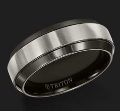 Black Titanium Comfort Fit Ring with Beveled Edge 11-2993BT