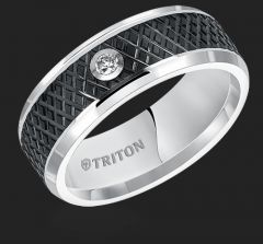 Bevel Edge Two Tone Diamond Tungsten Ring 22-5251MC