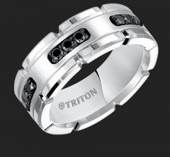 Comfort Fit White Tungsten Silver Diamond Band 22-5252SHC