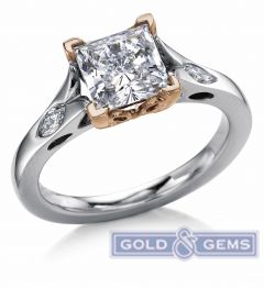 Vaila 18K Gold Engagement Ring from MaeVona G-VS Diamond Accented A014-VAI/C85