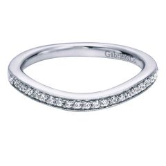 WB6268W44JJ 14K White Gold and Diamond Curved Wedding Band