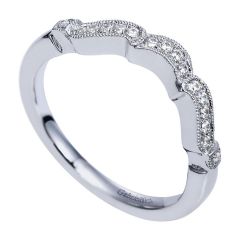 WB7478W44JJ 14K White Gold Contemporary Curved Wedding Band from Gabriel & Co.