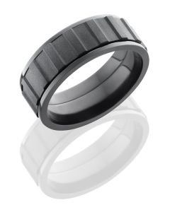 Gear Inspired Zirconium Ring with Bead and Polish Finish