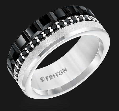 Triton natural sapphire wedding band black tungsten carbide store